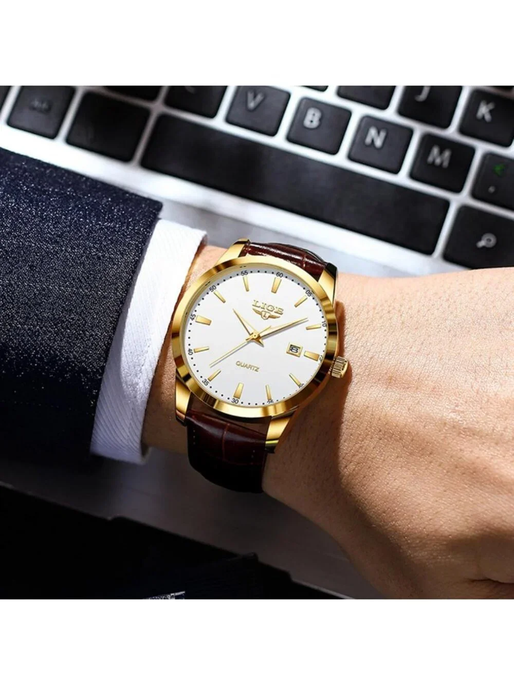 Stylish Waterproof Analog Dress Watch for Men - Vintage Chronograph, Leather